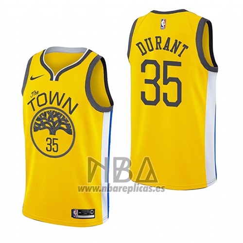 Camiseta Golden State Warriors Kevin Durant NO 35 Earned 2018-19 Amarillo